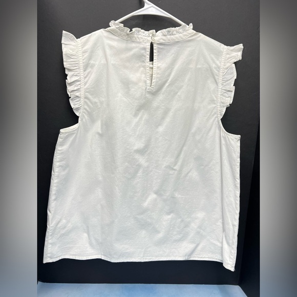 NWT J.Crew Ruffle Poplin Sleeveless Top White - Picture 3 of 8